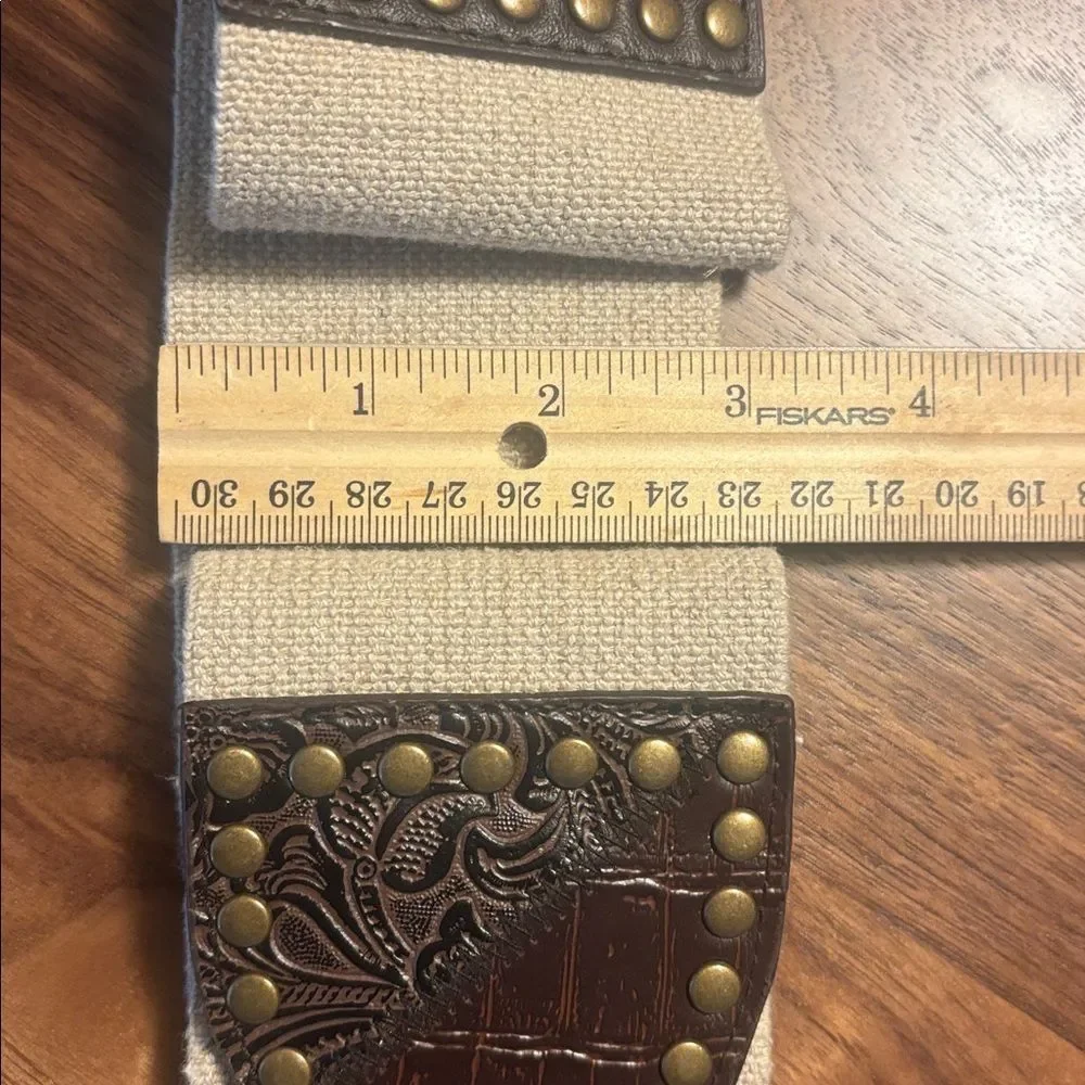 Chico's Brown and Cream Embellished Belt - M